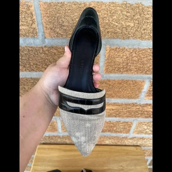 Jenni kayne Penny Loafer D’Orsay Flats in Woven Natural/Black, 6.5 - Picture 6 of 7